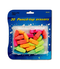 Pencil Top Eraser 30 ct, Assorted – Pack of 48, Erasers & Sharpeners, Journal School Supplies, Ideal for Bulk Buyers