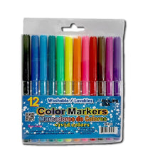 AUKSales Water Color Markers – 12 Pk Assorted | Washable | Case Pack of 48 (2 Inners of 24) | Colors & Coloring | Journal & School Supplies
