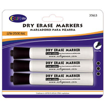 Dry Erase Markers, Low Odor, Chisel tip, Black Ink, 3 pk, Case Pack of 36 , Ideal for Bulk Buyers