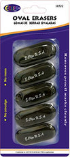 Oval Erasers, 5 pk, Black, Case Pack of 48, Ideal for Bulk Buyers