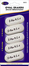 Oval Erasers, 5 pk, White, Case Pack of 48, Ideal for Bulk Buyers