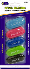 Oval Erasers, 5 pk, Assorted Colors, Case Pack of 48, Ideal for Bulk Buyers