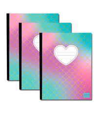 Composition Notebook Mermaid Design, 500gsm Cover, Wide Ruled, Pack of 48