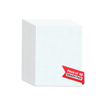 Graph Paper Legal Pads 8.5” x 11”, 50 Sheets, 48 Packs – Quad Ruled Dual Pad, ¼ Inch Grid Paper Pad – Ideal Graph Paper Notepad 8.5 x 11 for School, College, Office, Drafting Paper, Writing, Memo Pad
