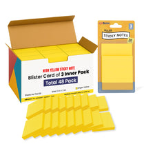 Sticky Notes 3x3, 50 Sheets per Pad, 1 Blister Card Contain 3 Inner Pads, 48 Blister Packs of Small Sticky Notes, Iconic Neon Paper Note Pads Bulk, School & Office Supplies