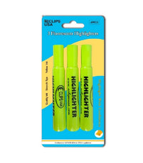 Highlighter Chisel Tips – 3 Pk Yellow | Case Pack of 36 | Colors & Coloring | Journal & School Supplies