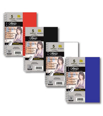 5-Subject Wide Ruled Notebook – 180 Sheets, Double Wired Poly Cover, Pack of 24