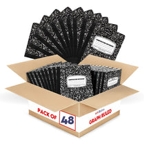Marble Notebook – 100 Sheets, Graph Ruled, Black Cover, Case Pack of 48, Ideal for Bulk Buyers