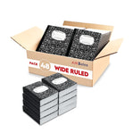Marble Composition Notebook – 100 Sheets, Wide Ruled, Black Cover, Case Pack of 48