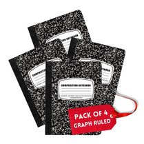 Marble Composition Notebook – 100 Sheets, Graph Ruled, Black Cover, Case Pack of 4