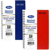 2021 - 2022 Student Agenda, Double Wire, 5" x 8", Blue, Red , Case Pack of 60 , Ideal for Bulk Buyers, Retailers and Wholesalers