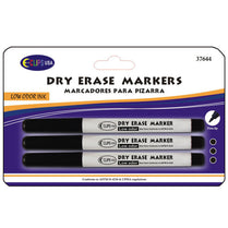 Dry Erase Markers, Low Odor, Fine tip Pen Style , Black Ink , 3 pk , Case Pack of 36, Ideal for Bulk Buyer