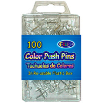 Push pins, Clear, 100 ct., Reusable Box, Case Pack of 48 , Ideal for Bulk Buyers