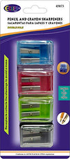 Sharpeners, for Pencils & Crayons, with Receptacle, 4 pk, Asst. Colors, Case Pack of 24,