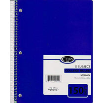 5 Subject Spiral Notebook College Ruled 150 sheets, Case Pack of 36, Ideal for Bulk Buyers