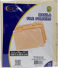Manila File Folders, 1/3 Cut, 9 pk, Case Pack of 48, Ideal for Bulk Buyers
