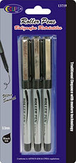 Roller pens, 3 Pk, black Ink, Case Pack of 24, Ideal for Bulk buyers