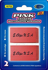 Pink Erasers, 2 pk, Case Pack of 48, Ideal for Bulk Buyers