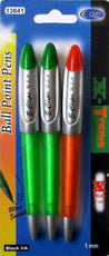 X-TREME  Ball Point Pens, 3 Pk, Black Ink, Case Pack of 48 , Ideal for Bulk Buyers
