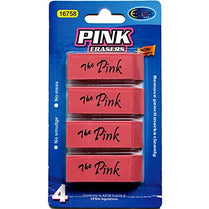 Pink Erasers, 4 pk, Case Pack of 48, Ideal for Bulk Buyers