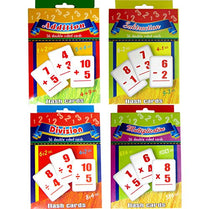 AUKSales Flash Cards, 4 Asst. Designs: Addition, Subtraction, Multiplication & Division, Pack of 48