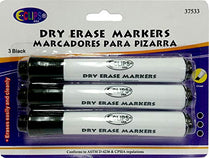 Whiteboard Markers, Chisel Tip, 3 pk, Black Ink, Case Pack of 48, Ideal for Bulk Buyers
