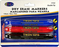 WhiteBoard Markers, Double Tip : Chisel & Bullet, 3 Colors in Each Case, Case pack of 24, Ideal for Bulk Buyers