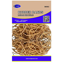 Rubber Bands, 1/2 lbs, Assorted Sizes, Natural Color (3 Inners of 20), Case Pack of 60,