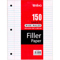 Premium filler paper 150 Ct, Wide Ruled. Made in Indonesia, Case Pack of 36, Ideal for Bulk Buyers