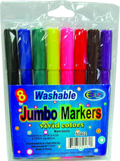 AUKSales Jumbo Water Color Markers, 8 Ct, Case Pack of 48, Ideal for Bulk Buyers