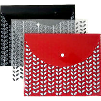 PENDAFLEX Snap Envelope, Letter Size, Leaves Designs (Black, Grey, red), Case Pack of 24,  Ideal for Bulk Buyers